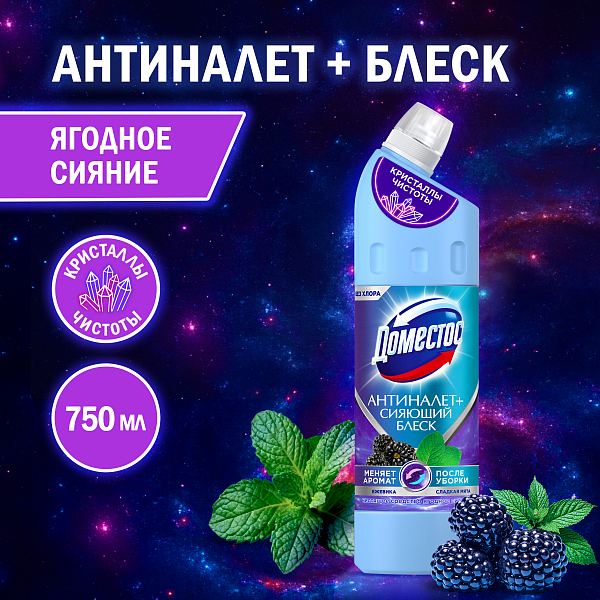 Универсальный чистящий гель Доместос Антиналет+Сияющий блеск Кристаллы чистоты 750 мл