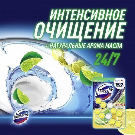 Блок для унитаза Domestos Power 5 Duo Свежесть лайма 6