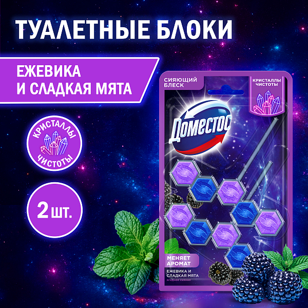 Блок для унитаза Доместос Кристаллы чистоты Ягодное сияние 2 шт.