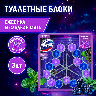 Блок для унитаза Доместос Кристаллы чистоты Ягодное сияние 3 шт.
