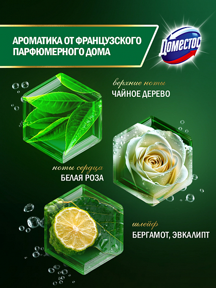 Блок для унитаза Доместос Арома Люкс Свежесть зеленого чая 3