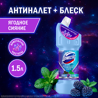 Универсальный чистящий гель Доместос Антиналет+Сияющий блеск Кристаллы чистоты 1500 мл