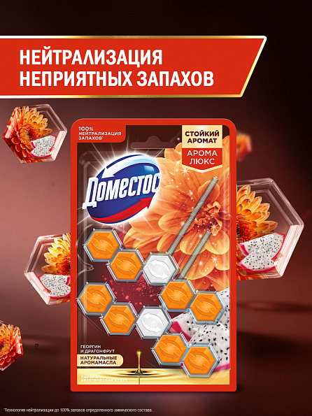 Блок для унитаза Доместос Арома Люкс Экзотический букет 2 шт. 6