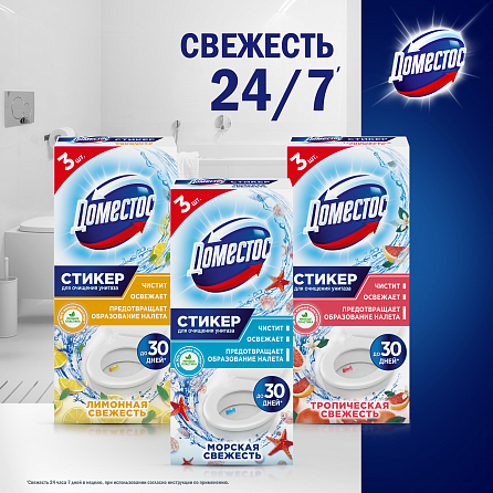 Стикер для очищения унитаза Доместос стикеры для очищения унитаза Лимонная свежесть 6