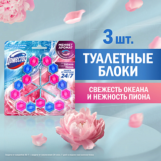 Блок для унитаза Доместос Свежесть океана и нежность пиона со сменой аромата