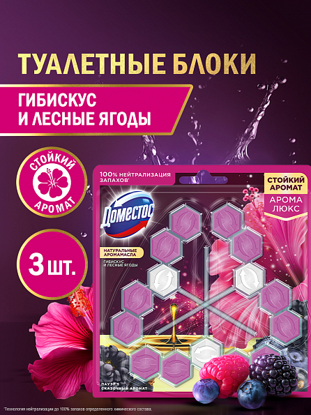 Блок для унитаза Доместос Арома Люкс Сказочный аромат 3 шт. 1
