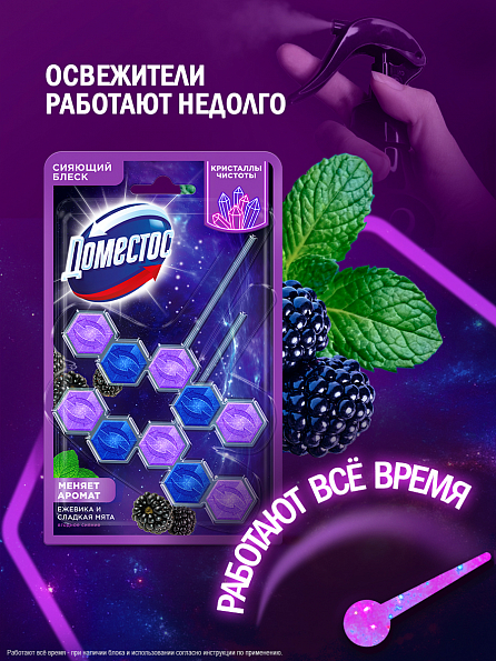 Блок для унитаза Доместос Кристаллы чистоты Ягодное сияние 2 шт. 6