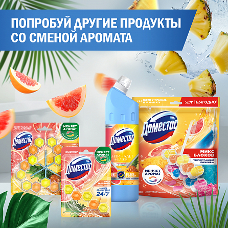 Блок для унитаза Доместос Свежесть океана и нежность пиона со сменой аромата 7