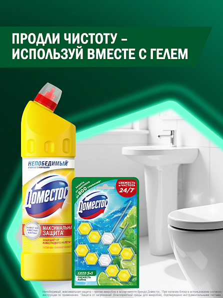 Блок для унитаза Доместос Сила 5в1 Свежесть лайма 2 шт. 8