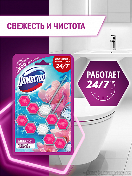 Блок для унитаза Доместос Сила 5в1 Ледяная магнолия 2 шт. 2